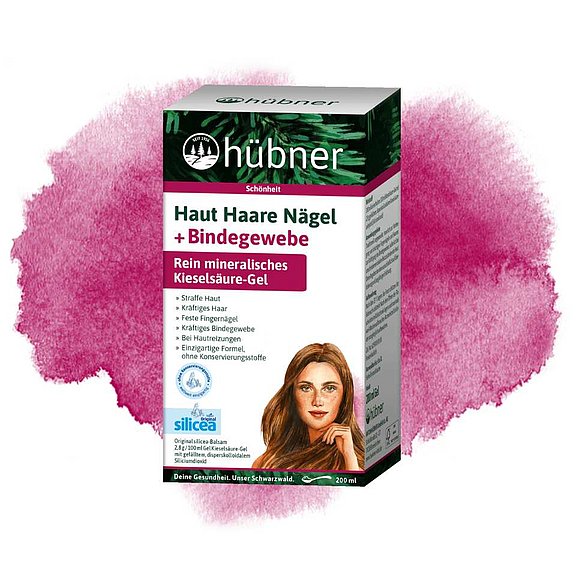 HHN+B 200 ml Packung mit pinkem Farbklecks im Hintergrund